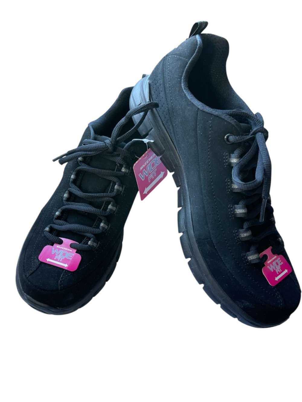 Sketchers Sport Elite Memory Foam Wide Width Black Suede Trend Setters Sneakers
